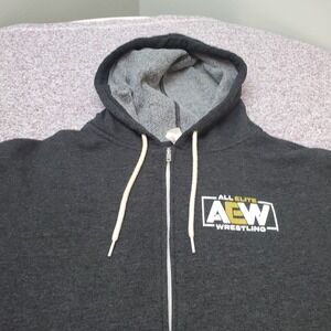 AEW Official Logo Zip Up Hoodie Black XXL All Elite Wrestling Soft 2XL